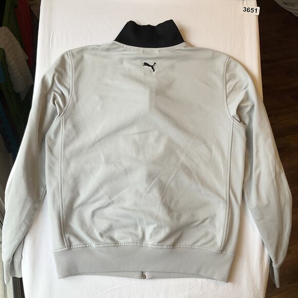 Puma Men Jacket Size M Gray Activewear Logo Zipper Long Sleeve Zipped Pockets - Picture 10 of 10